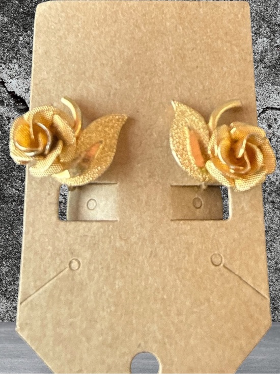 Coro Jewelry - GorgeousVintage Coro Gold Tone Rose Clip-On Earrings Textured Floral 3/4” Signed